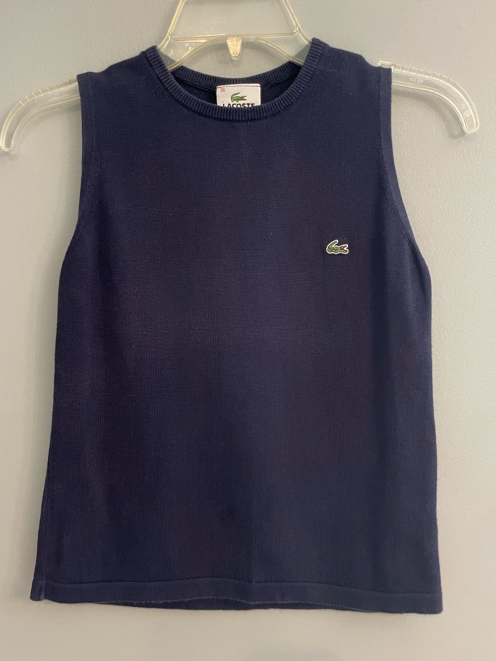 Vintage Lacoste Navy Sleeveless Cotton Knit Sweater Vest